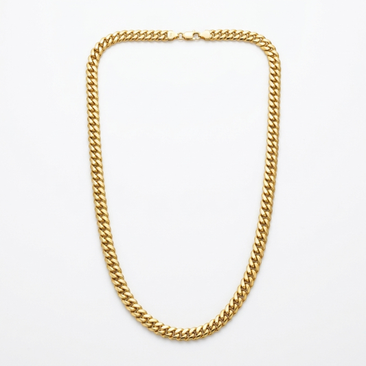 Unisex Flat-Beveled Cuban Curb Chain Necklace