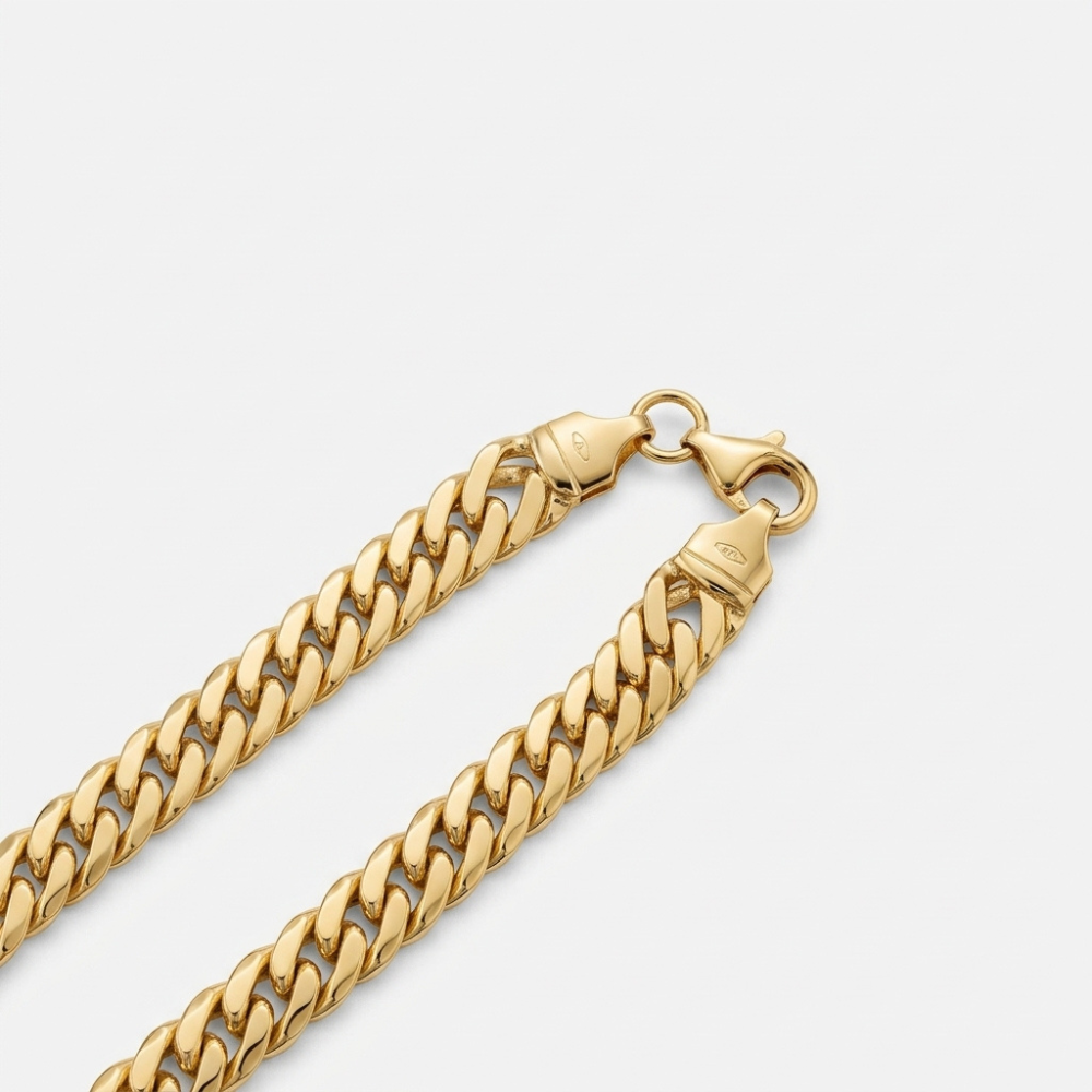Unisex Flat-Beveled Cuban Curb Chain Necklace