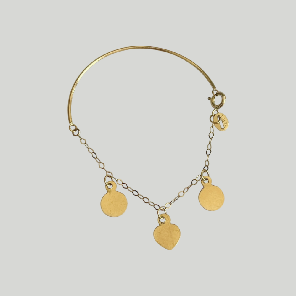 Circles and heart charms – kids bangle