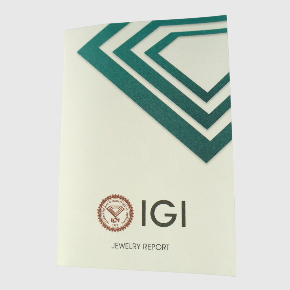 IGI jewelry report cover with geometric design on a white background