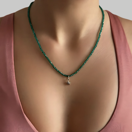 Swarovski crystal necklace with gold charm pendant