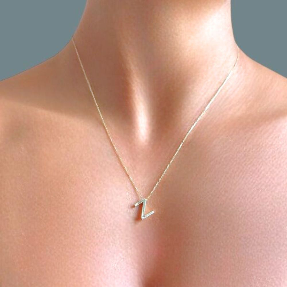 Z- Alphabet letter - Gold necklace