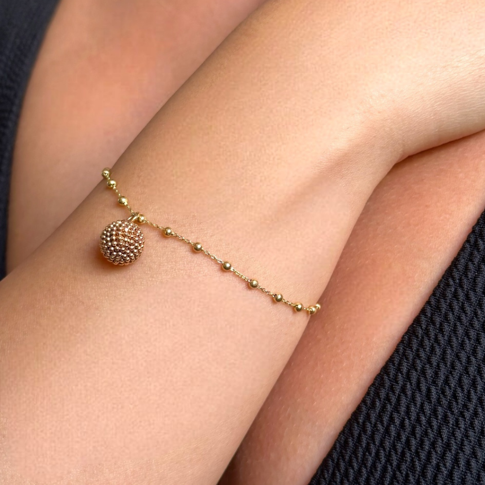 BALL IN CHAIN - yellow and rose gold bracelet