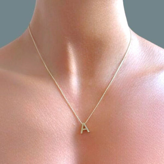 A - Alphabet letter - Gold necklace