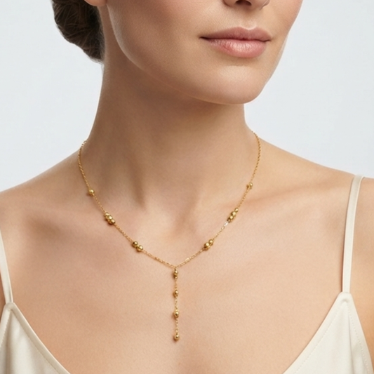 Balls Y shaped 18k gold necklace