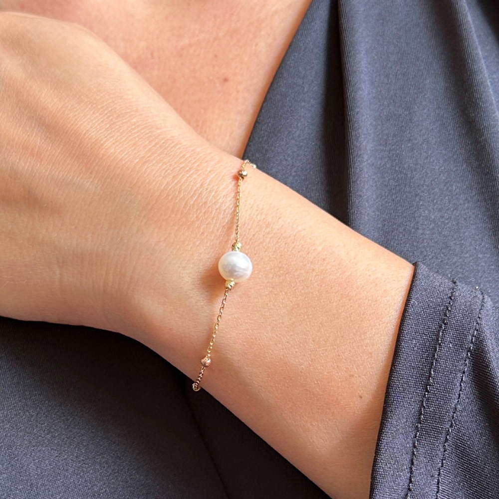 Pearl – gold beads bracelet