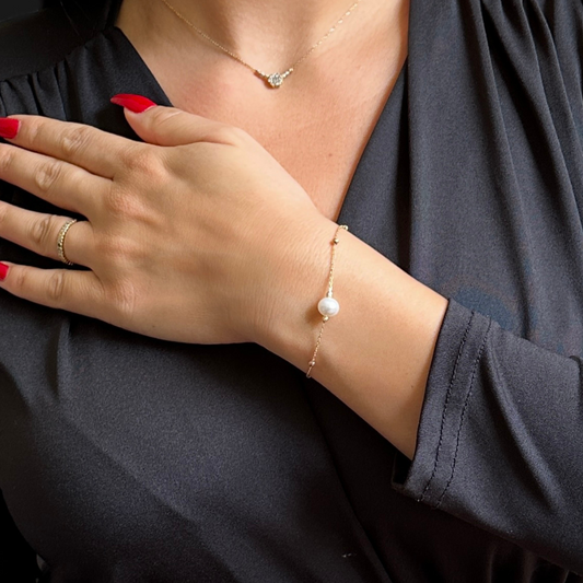 Pearl – gold beads bracelet