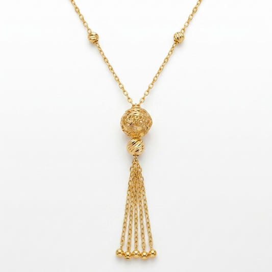 Ball tassel - 21k lariat necklace