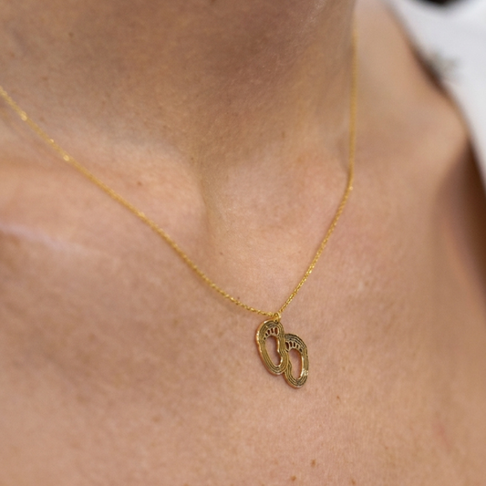 Baby Feet Diamond Pendant Necklace