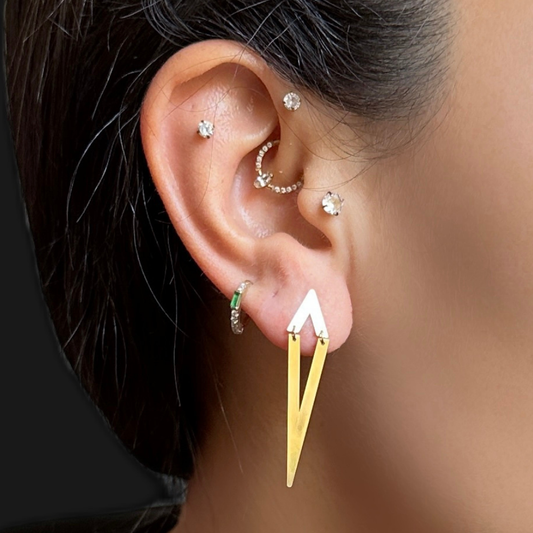 Abstract Kite shape gold stud earrings