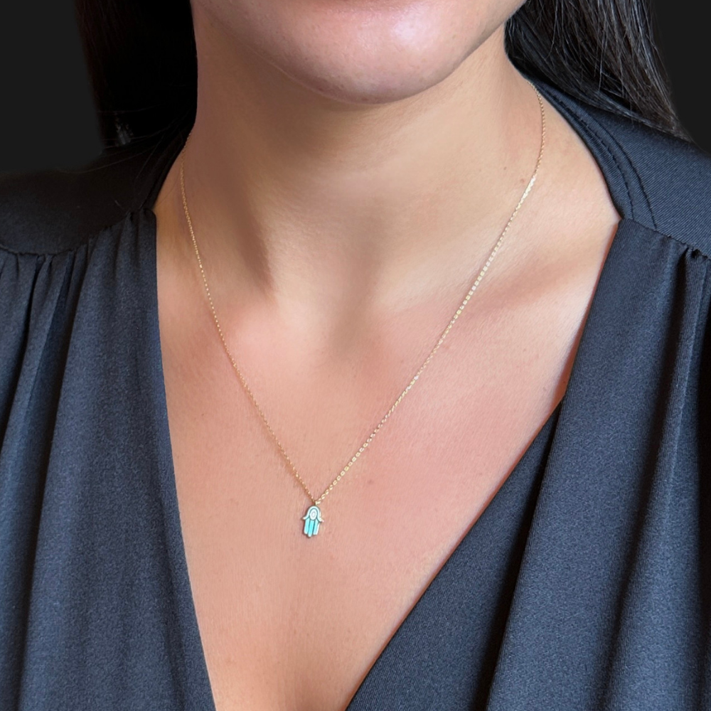 Small Hand shaped pendant - gold necklace