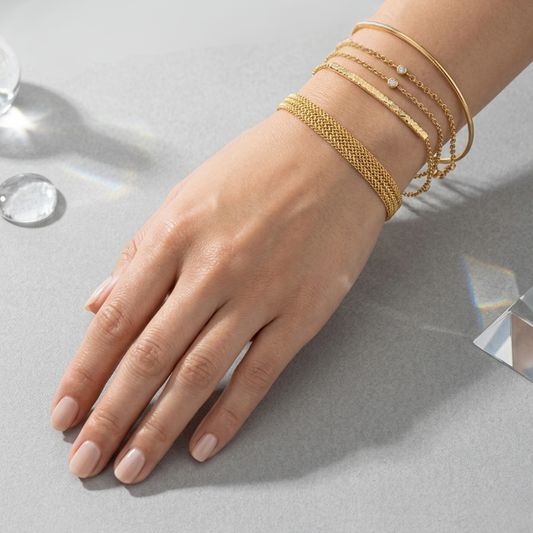 Woven Mesh Chain 21K Gold Bracelet