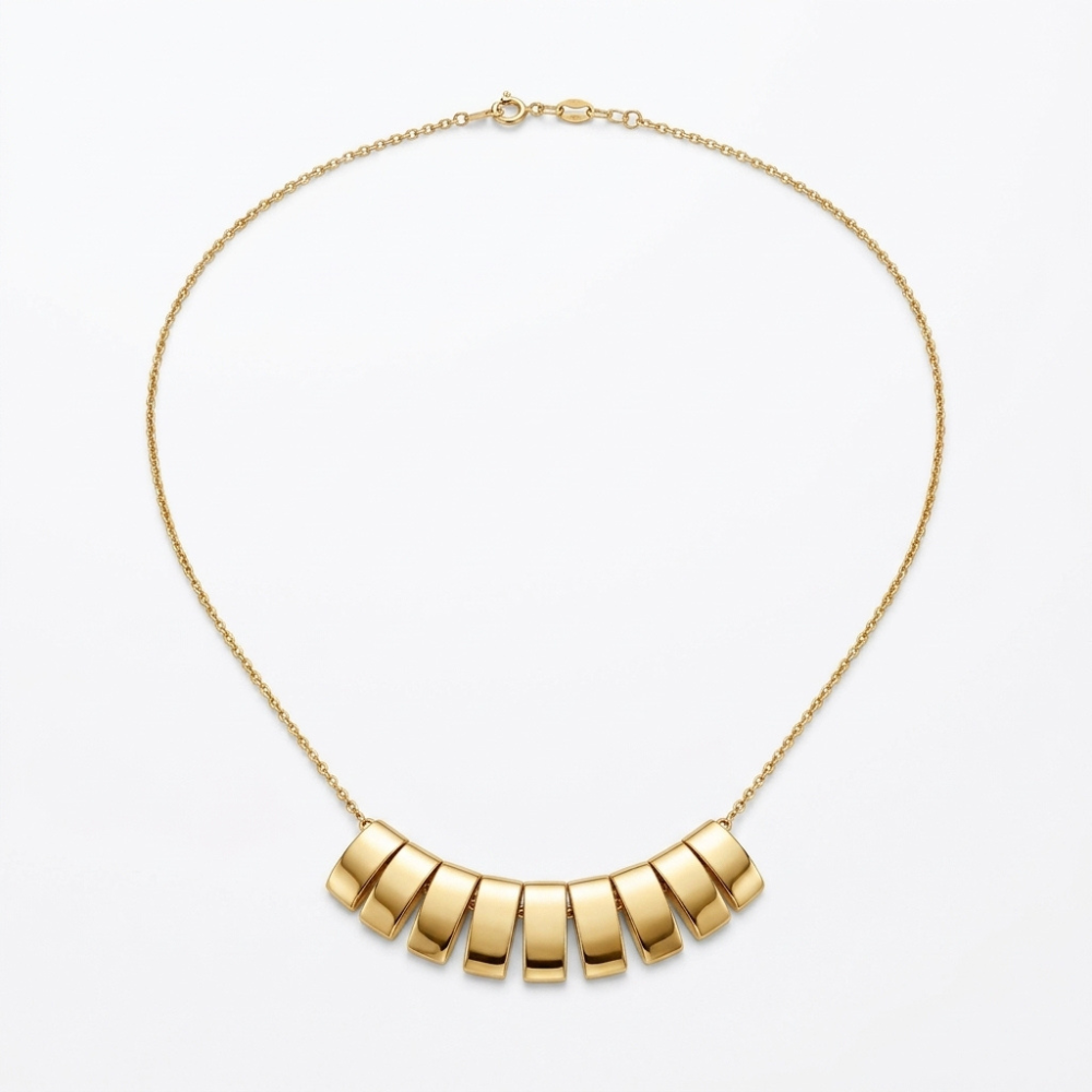 Graduated Curved Bar Station Necklace
