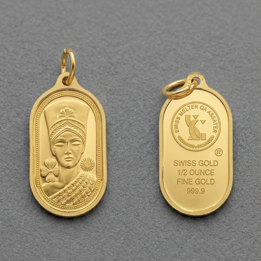Lady Alya 24k gold bar-pendant