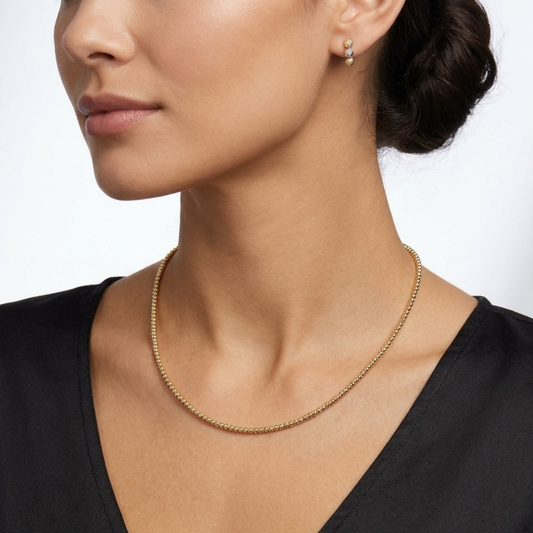 Two-Tone Diamond-Cut Bead Chain Necklace