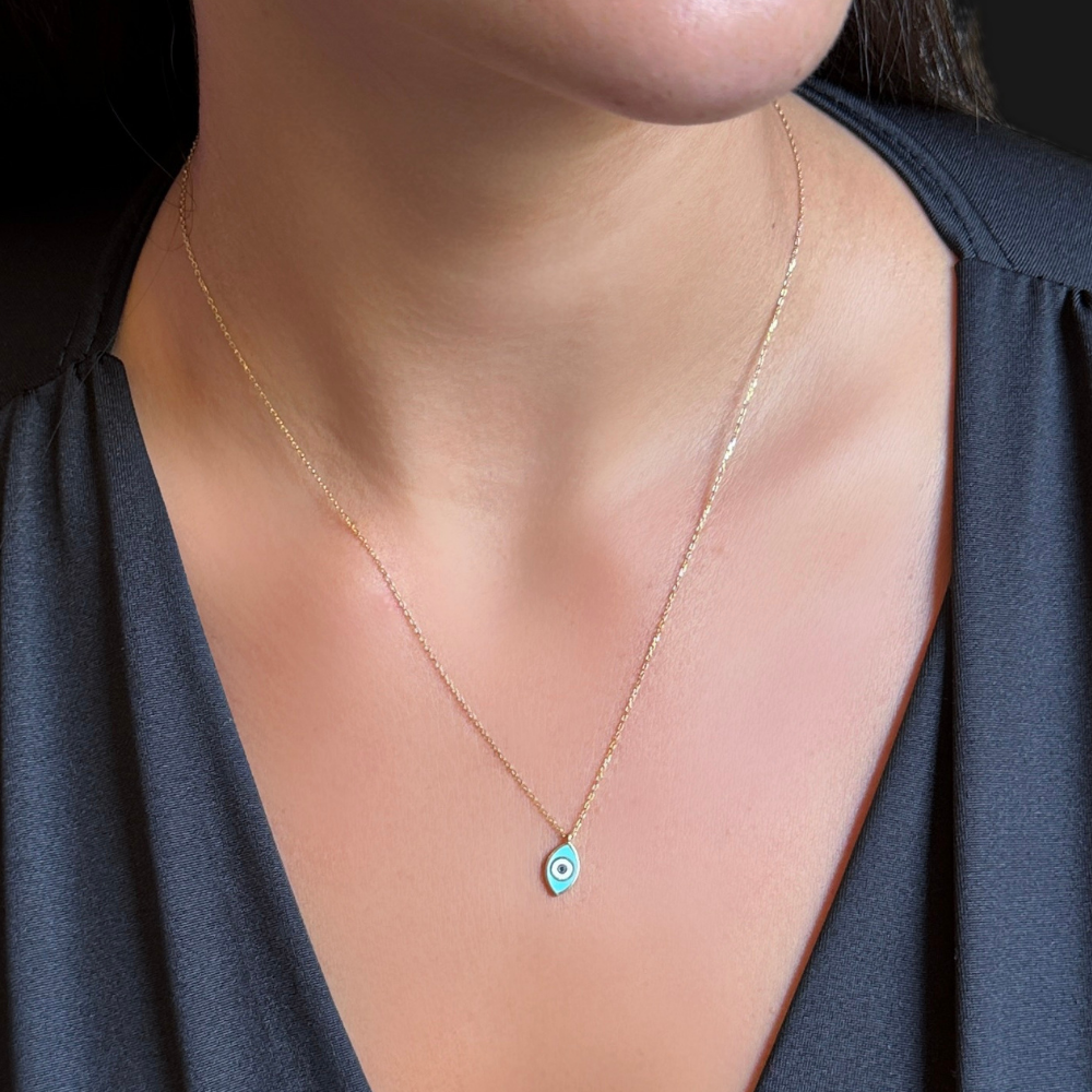 Vertical eye – gold necklace