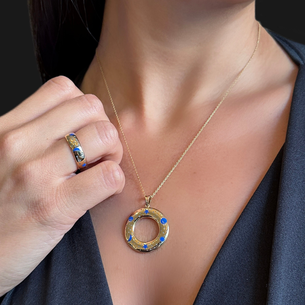 Galaxy – gold ring and necklace