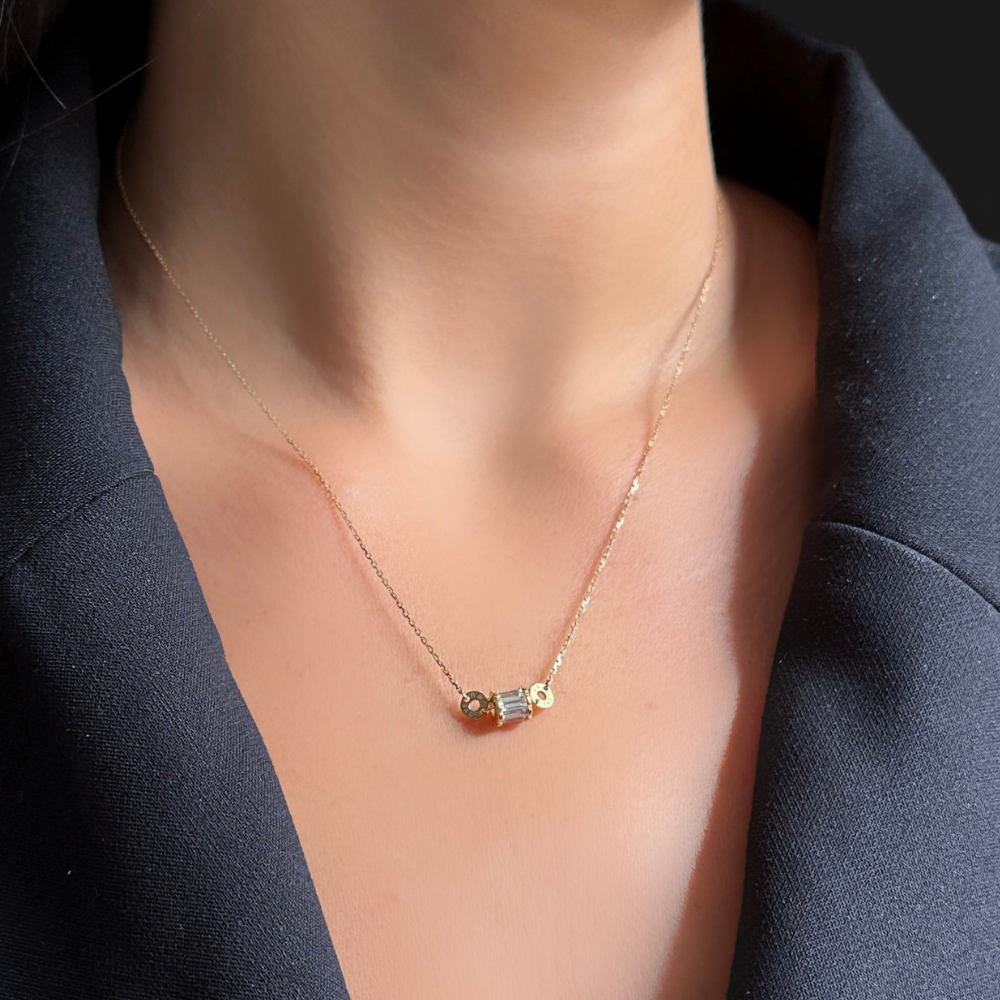 I love You – baguette zircon – gold necklace