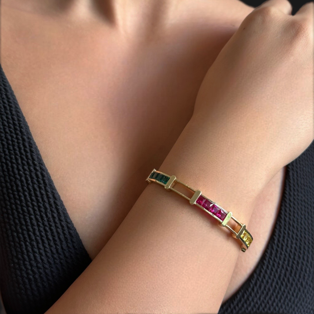 Plein et Vide bangle - Multicolored stones bracelet