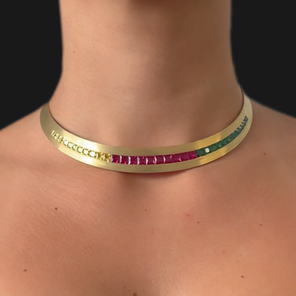 Plein Et Vide - Multicolored stones - gold necklace