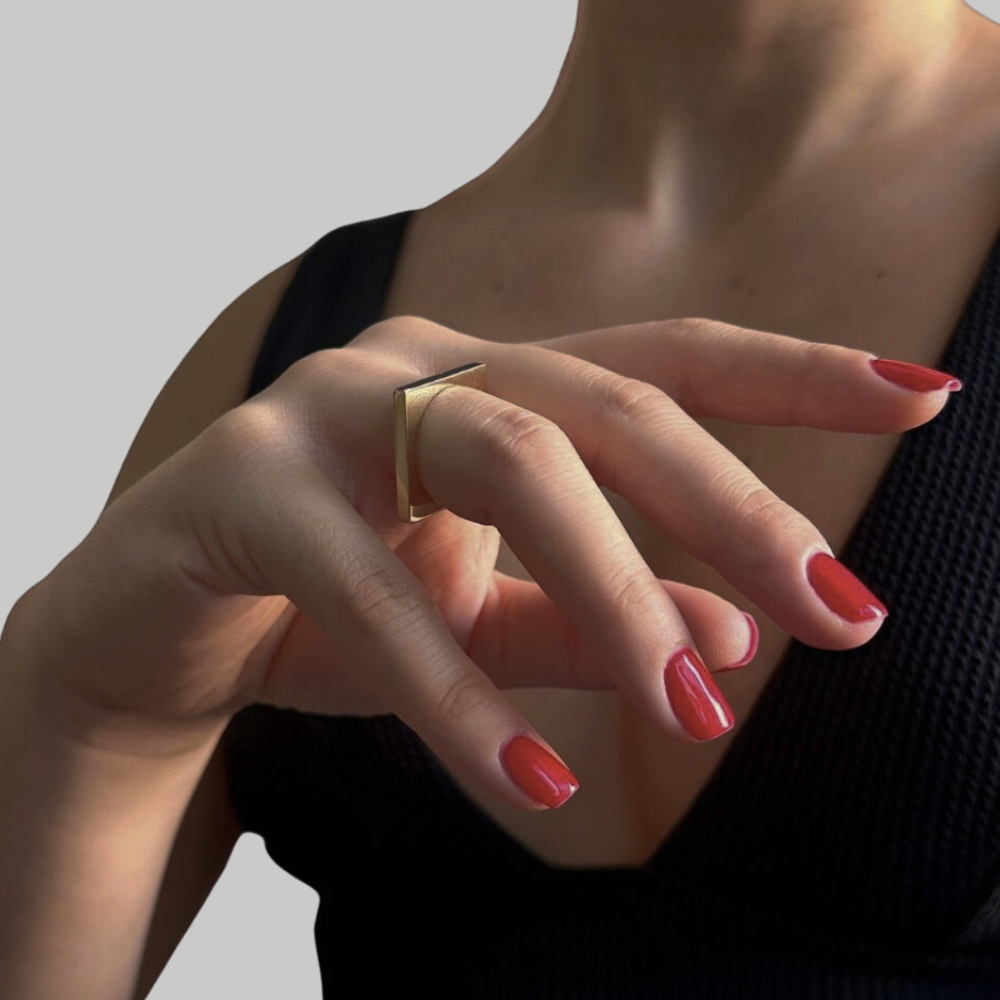 Square gold ring