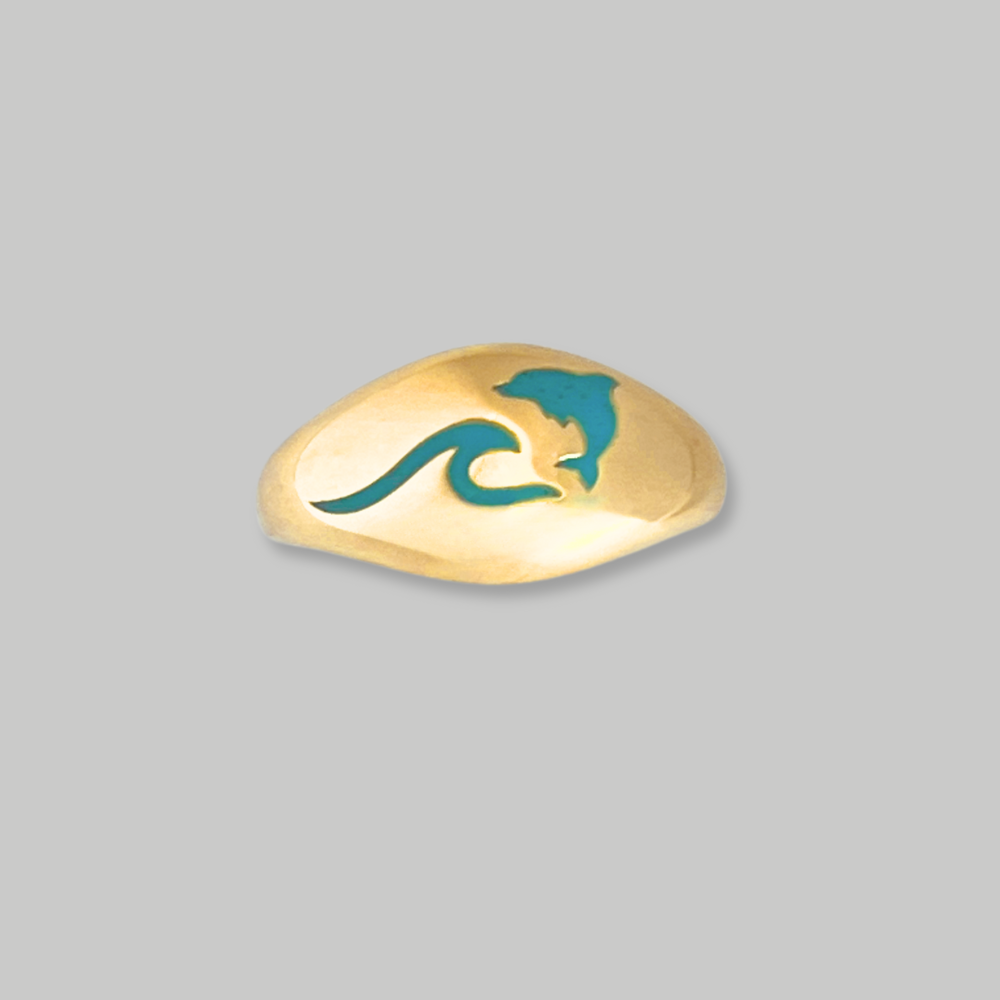 That's So Summer - dolphin and wave disk ring