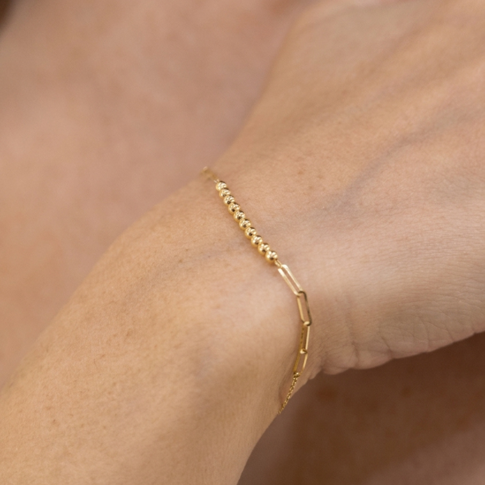 Beads and paperclip bracelet