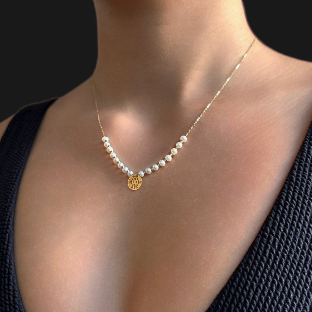 Perforated Disk and Pearl necklace
