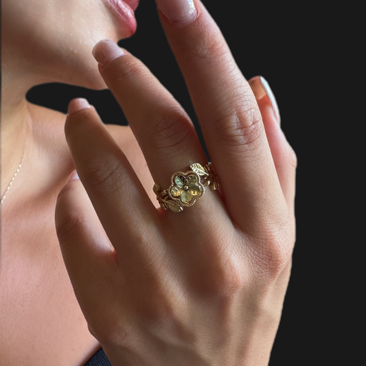 FLORA – flower and leaves ring