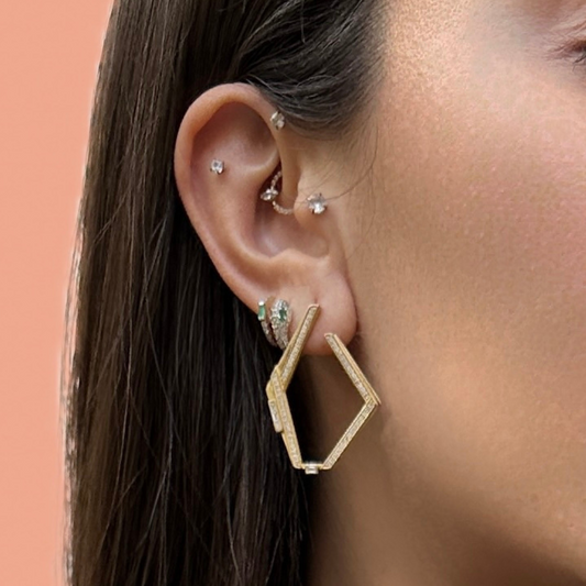 Geometric Glamour – irregular pentagon shaped earrings