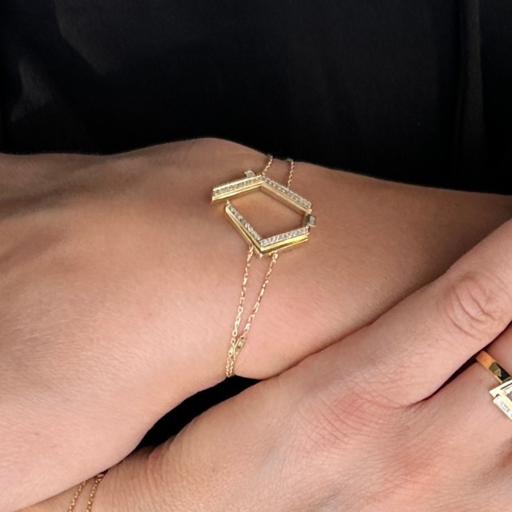 Geometric Glamour – irregular pentagon shaped bracelet