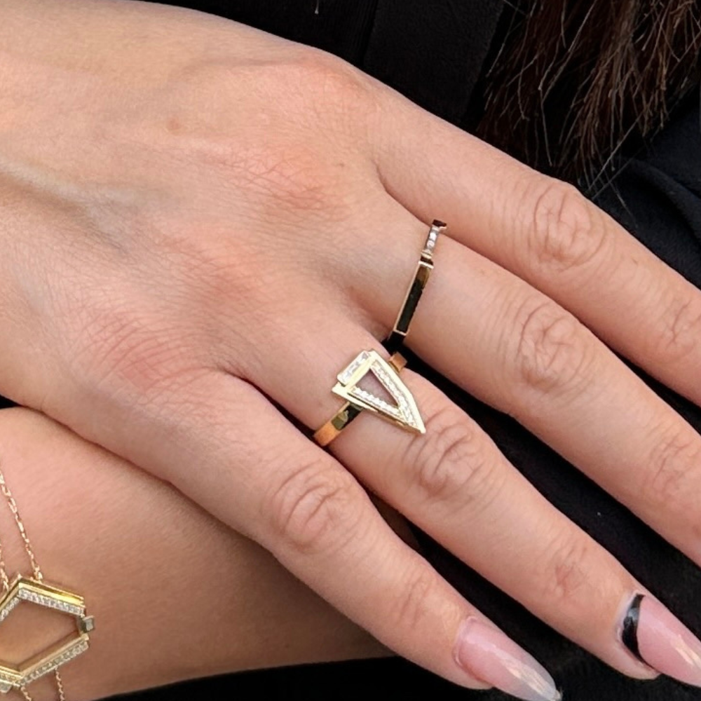 Geometric Glamour - hexagon shaped diamond ring