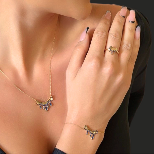 Liquefy – Navy blue enamel drips