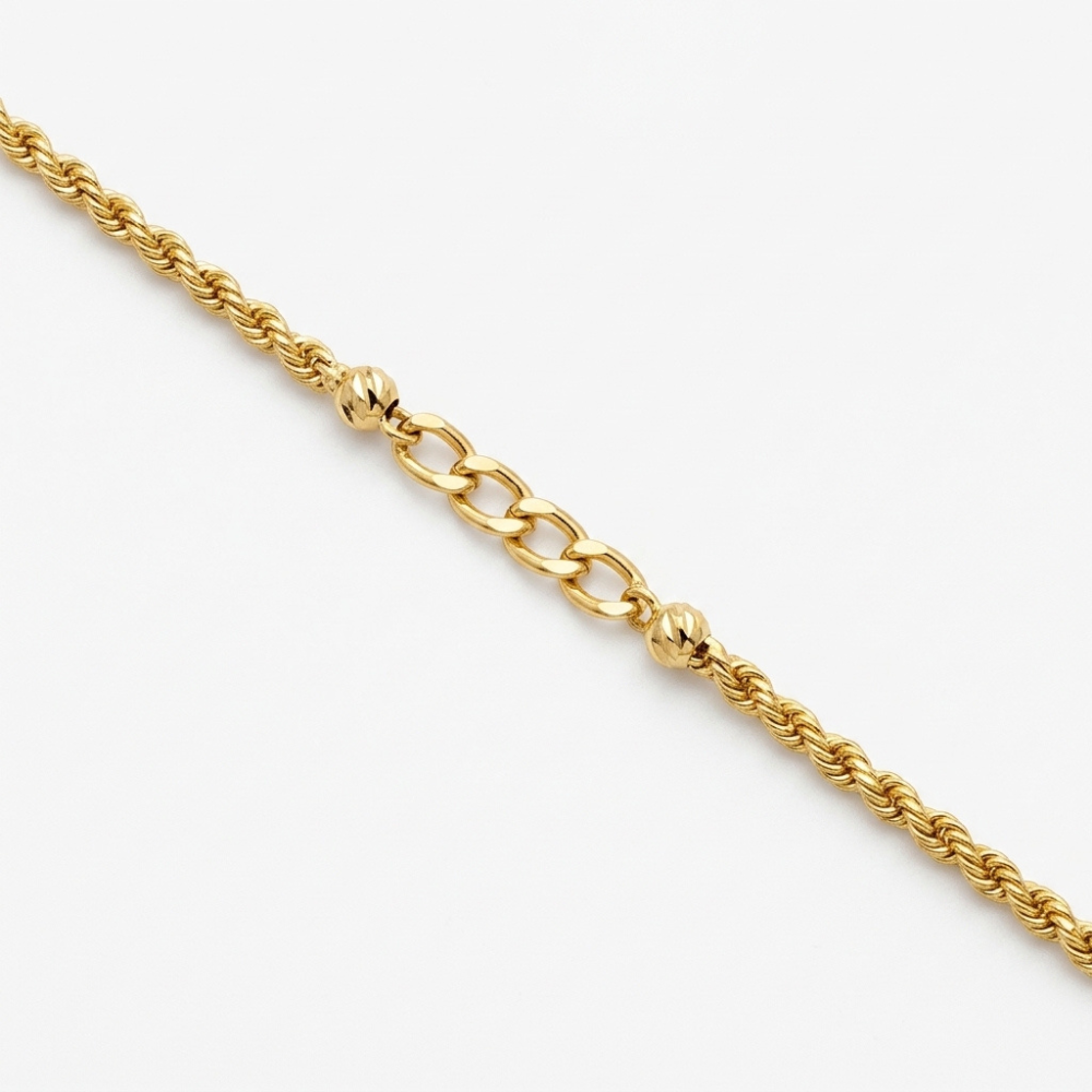 Rope Chain & Curb Link Bead Bracelet