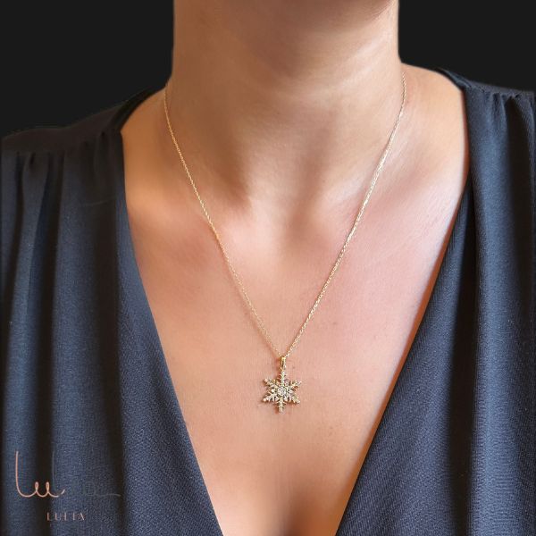 Snowflake – gold necklace