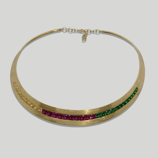 Plein Et Vide - Multicolored stones - gold necklace