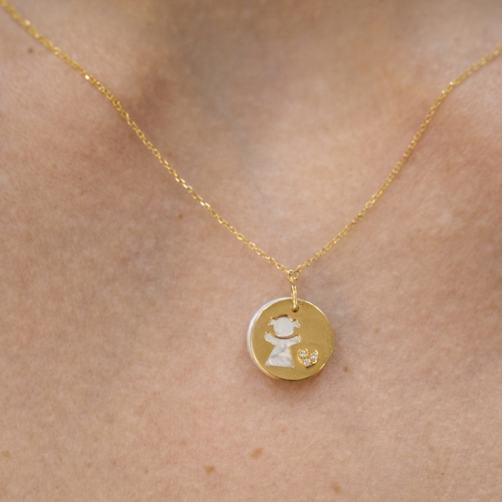 Baby Girl Mother of Pearl & Diamond Necklace