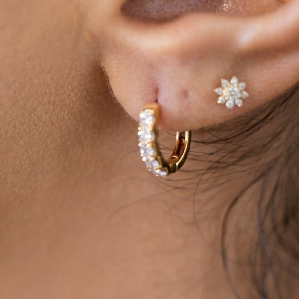 Mini Diamond Hoop Earrings