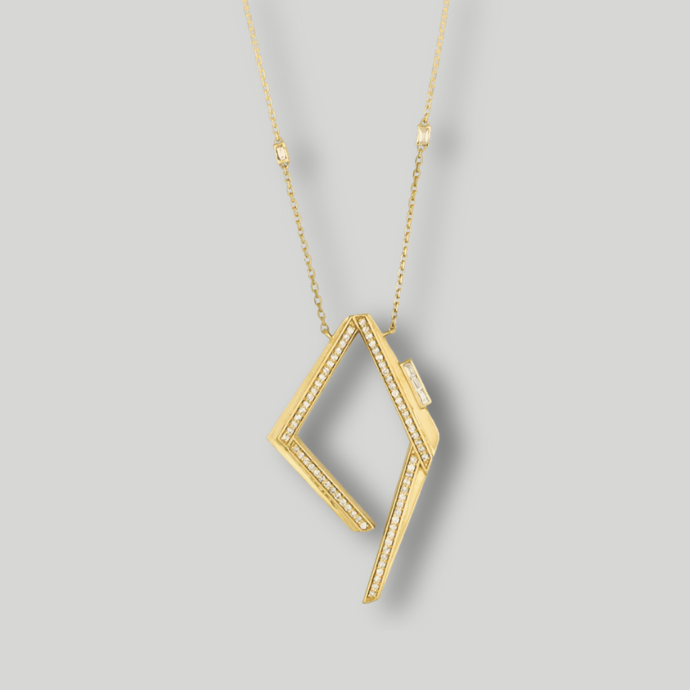 Geometric Glamour - irregular pentagon shaped necklace
