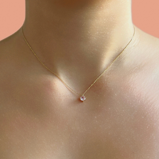 Small gold necklace - zircon stone