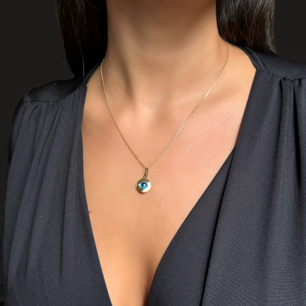 Evil eye charm - gold necklace