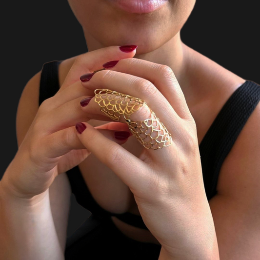 Plein et Vide - finger long gold ring yellow