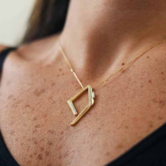Geometric Glamour - irregular pentagon shaped necklace