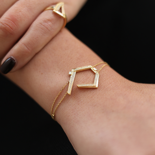 Geometric Glamour – irregular pentagon shaped bracelet