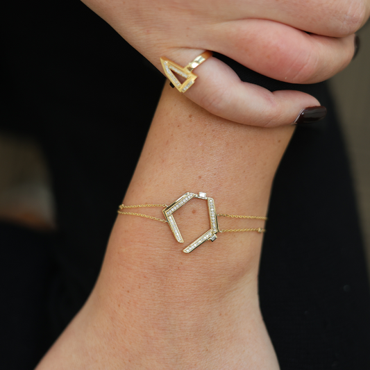 Geometric Glamour – irregular pentagon shaped bracelet
