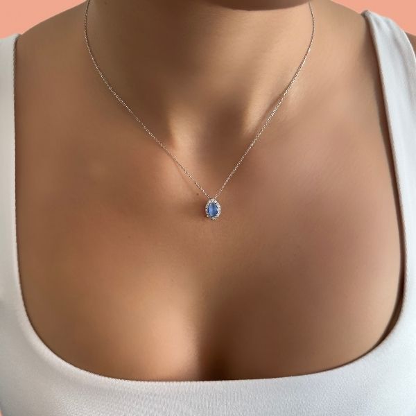 blue lace agate diamond necklace