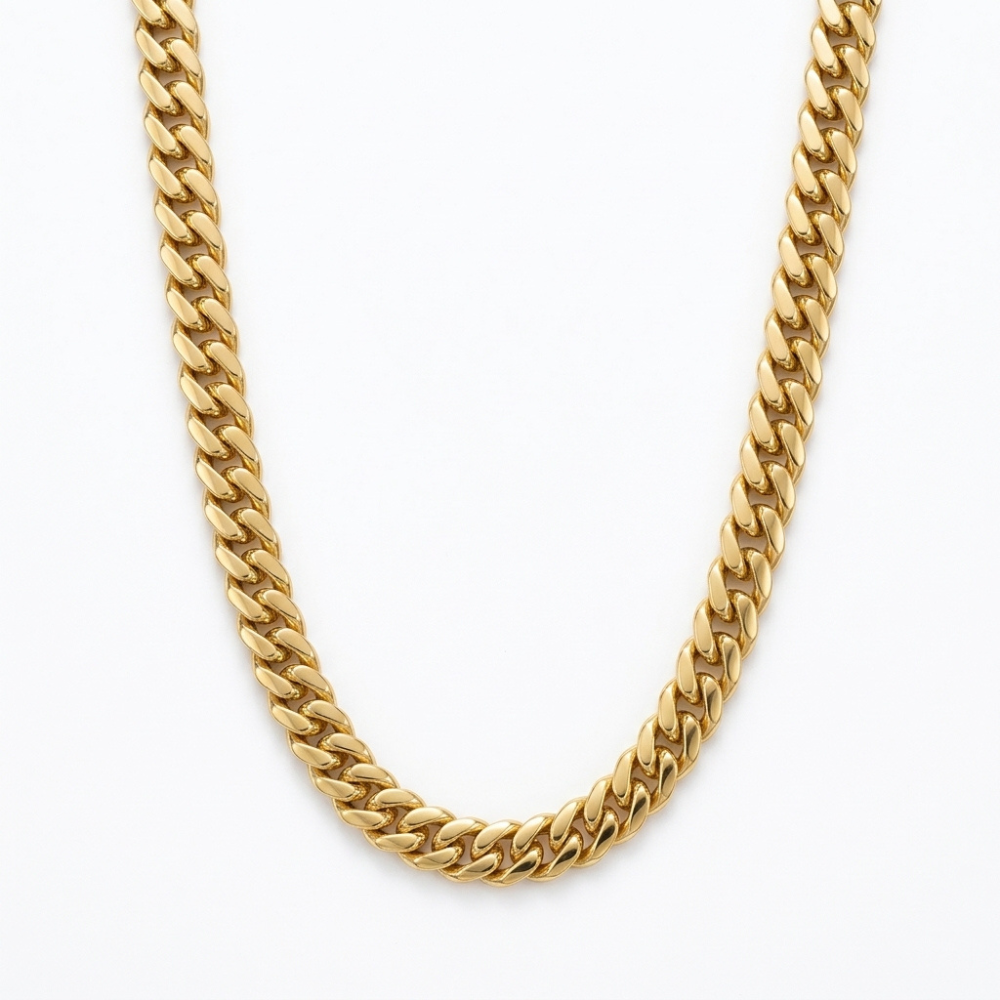 Unisex Flat-Beveled Cuban Curb Chain Necklace
