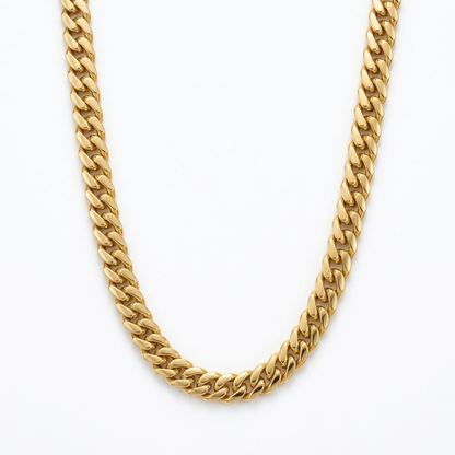 Unisex Flat-Beveled Cuban Curb Chain Necklace