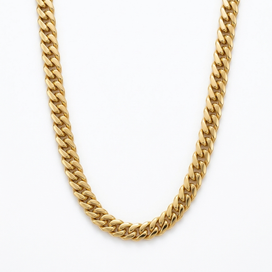 Unisex Flat-Beveled Cuban Curb Chain Necklace