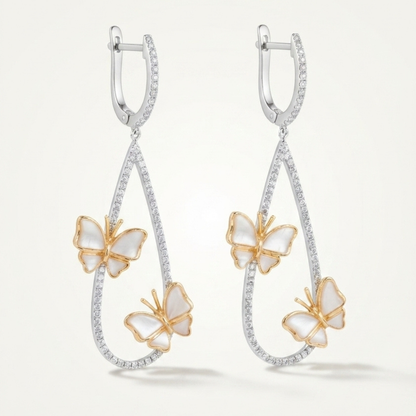 Butterflies & Diamonds Drop Hoop Earrings